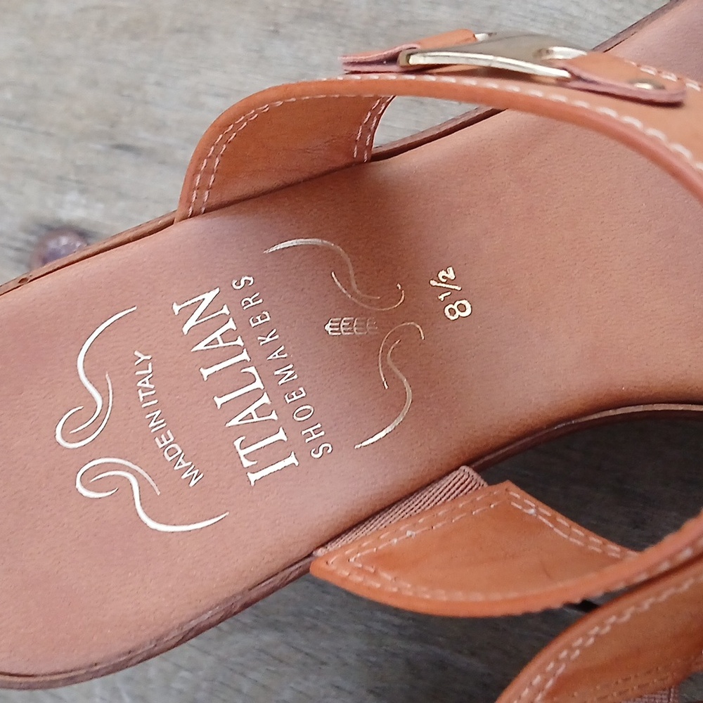 Italian Shoemakers Women's Wedge Leather Sandal Size 8.5 - Picture 6 of 10